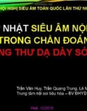 Cập nhật siêu âm nội soi trong chẩn đoán ung thư dạ dày sớm