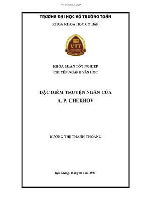 Khóa luận tốt nghiệp Văn học: Đặc điểm truyện ngắn của A. P. Chekhov