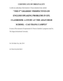 Bachelor's Thesis major English Language: The 8th graders' perspectives on english speaking problems in EFL classroom: A study at The Asian High School – Cao Thang Campus