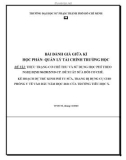 Bài đánh giá giữa kì: Thực trạng cơ chế thu và sử dụng học phí theo nghị định 86/2015/NĐ-CP. Đề xuất sửa đổi cơ chế. Kế hoạch dự trù kinh phí tu sửa, trang bị dụng cụ cho phòng y tế vào đầu năm học 2021 của trường tiểu học X