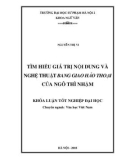 Khóa luận tốt nghiệp: Tìm hiểu giá trị nội dung và nghệ thuật Bang giao hảo thoại của Ngô Thì Nhậm