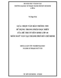 Khóa luận tốt nghiệp: Lựa chọn văn bản thông tin sử dụng trong phần Đọc hiểu của Đề thi Tuyển sinh lớp 10 môn Ngữ văn tại Thành phố Hồ Chí Minh