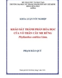 Khóa luận tốt nghiệp: Khảo sát thành phần hóa học của vỏ thân cây me rừng Phyllanthus emblica Linn