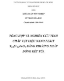 Khoá luân tốt nghiệp cử nhân hoá học: Tổng hợp và nghiên cứu tính chất vật liệu nano ferit Y0.8Sr0.2FeO3 bằng phương pháp đồng kết tủa