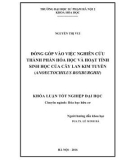 Khóa luận tốt nghiệp: Đóng góp vào việc nghiên cứu thành phần hóa học và hoạt tính sinh học của cây Lan kim tuyến (Anoectochilus Roxburghii)