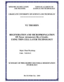 Summary of philosophy doctoral dissertation on biology: Regeneration and micropropagation of Ngoc Linh ginseng (Panax vietnamensis Ha et Grushv.) using thin cell layer technique