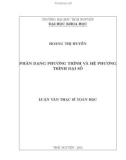 Luận văn Thạc sỹ Toán học: Phân dạng phương trình và hệ phương trình đại số
