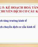 Bài giảng Kế hoạch hóa phát triển - Chương 5: Kế hoạch hóa tăng trưởng và chuyển dịch cơ cấu kinh tế (Năm 2022)