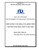 Đề tài nghiên cứu khoa học: Tiêu dùng văn hóa của sinh viên Trường Đại học Nội vụ Hà Nội