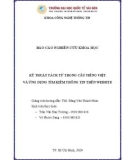 Báo cáo nghiên cứu khoa học: Kỹ thuật tách từ trong câu tiếng Việt và ứng dụng tìm kiếm thông tin trên website