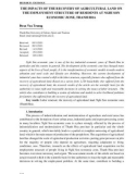 The impacts of the recovery of agricultural land on the employment structure of residents at Nghi Son economic zone, Thanh Hoa