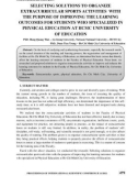 Selecting solutions to organize extracurricular sports activities with the purpose of improving the learning outcomes for students who specialized in physical education at HCMC University of Education