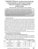 Assessing students' satisfaction with the online physical education course a Vietnam National University of Agriculture