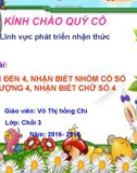 Bài giảng Lĩnh vực phát triển nhận thức - Bài: Đếm đến 4, nhận biết nhóm có số lượng 4, nhận biết chữ số 4