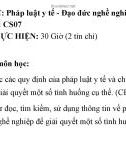 Bài giảng Pháp luật y tế - Đạo đức nghề nghiệp: Vai trò, chức năng và nhiệm vụ của người điều dưỡng