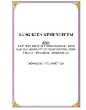 Sáng kiến kinh nghiệm THPT: Góp phần bảo tồn tuồng qua hoạt động dạy học môn Ngữ văn trong trường THPT ở huyện Yên Thành, tỉnh Nghệ An