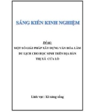 Sáng kiến kinh nghiệm THPT: Một số giải pháp xây dựng văn hóa làm du lịch cho học sinh trên địa bàn Thị xã Cửa Lò