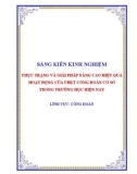 Sáng kiến kinh nghiệm THPT: Thực trạng và giải pháp nâng cao hiệu quả hoạt động của Ủy ban kiểm tra Công đoàn cơ sở trong trường học hiện nay