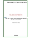 Sáng kiến kinh nghiệm THPT: Applying active learning techniques into english speaking class grade 10