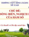 Bài giảng môn Giải tích lớp 12: Sự đồng biến, nghịch biến của hàm số - Trường THPT Bình Chánh