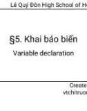 Bài giảng Tin học lớp 11 bài 5: Khai báo biến