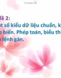 Bài giảng Tin học lớp 11: Chủ đề 2 - Một số kiểu dữ liệu chuẩn, khai báo biến. Phép toán, biểu thức, câu lệnh gán