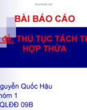 Báo cáo: THỦ TỤC TÁCH THỬA, HỢP THỬA