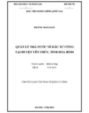 Tóm tắt Luận văn Thạc sĩ Quản lý công: Quản lý nhà nước về đầu tư công trên địa bàn huyện Yên Thủy, tỉnh Hòa Bình