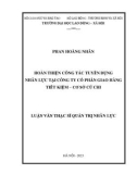 Luận văn Thạc sĩ Quản trị nhân lực: Hoàn thiện công tác tuyển dụng nhân lực tại Công ty Cổ phần Giao hàng tiết kiệm - Cơ sở Củ Chi