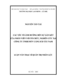 Luận văn Thạc sĩ Quản trị nhân lực: Các yếu tố ảnh hưởng đến sự gắn kết của nhân viên với tổ chức - nghiên cứu tại Công ty TNHH MTV Cảng ICD Tây Nam