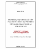 Luận văn Thạc sĩ Quản lý giáo dục: Quản lý hoạt động tổ chuyên môn ở các trường Trung họ phổ thông trên địa bàn thành phố Hội An, tỉnh Quảng Nam