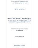 Luận văn Thạc sĩ Quản lý giáo dục: Quản lý hoạt động huy động nguồn lực xã hội tại các trường trung học cơ sở thành phố Thuận An, tỉnh Bình Dương