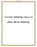 Các bước thành lập công ty cổ phần, thủ tục thành lập