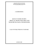 Luận văn Thạc sĩ Quản lý giáo dục: Quản lý văn hóa tổ chức trong các Trường trung học cơ sở thành phố Nha Trang, tỉnh Khánh Hòa