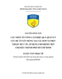 Luận văn Thạc sĩ Kỹ thuật: Nhân tố nâng cao hiệu quả quản lý các dự án xây dựng tại các đơn vị trực thuộc bộ y tế - Áp dụng cho bệnh viện Chợ Rẫy thành phố Hồ Chí Minh