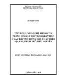 Luận văn Thạc sĩ Quản lý giáo dục: Ứng dụng công nghệ thông tin trong quản lý hoạt động dạy học ở các trường trung học cơ sở trên địa bàn thành phố Thái Nguyên