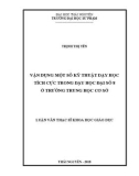 Luận văn Thạc sĩ Khoa học giáo dục: Vận dụng một số kĩ thuật dạy học tích cực vào dạy học Đại số 8 ở trường THCS