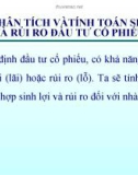 Bài giảng môn quản trị rủi ro - Ts. Nguyễn Minh Duệ _ Trường ĐH Bách Khoa Hà Nội - Chương 4