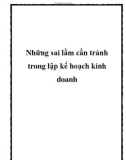 Những sai lầm cần tránh trong lập kế hoạch kinh doanh