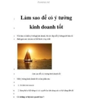 Làm sao để có ý tưởng kinh doanh tốt