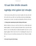 10 sai lầm khiến doanh nghiệp nhỏ giảm lợi nhuận