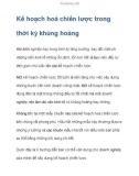 Kế hoạch hoá chiến lược trong thời kỳ khủng hoảng