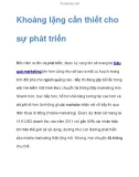 Khoảng lặng cần thiết cho sự phát triển