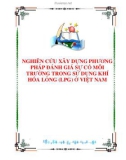 NGHIÊN CỨU XÂY DỰNG PHƯƠNG PHÁP ĐÁNH GIÁ SỰ CỐ MÔI TRƯỜNG TRONG SỬ DỤNG KHÍ HÓA LỎNG Ở VIỆT NAM