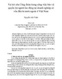 Vai trò của công đoàn trong công việc bảo vệ quyền lợi người lao động tại doanh nghiệp có vốn đầu tư nước ngoài ở Việt Nam