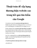 Thuật toán để xếp hạng thương hiệu website cao trong kết quả tìm kiếm của Google