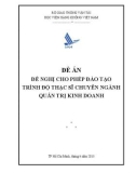 Đề án: Đề nghị cho phép đào tạo trình độ Thạc sĩ chuyên ngành Quản trị kinh doanh