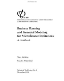 A handbook Business Planning and Financial Modeling for Microfinance Institutions