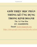 Bài giảng Thống kê ứng dụng trong kinh doanh: Chương 0 - ThS. Lê Văn Hòa