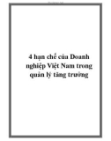 4 hạn chế của Doanh nghiệp Việt Nam trong quản lý tăng trưởng